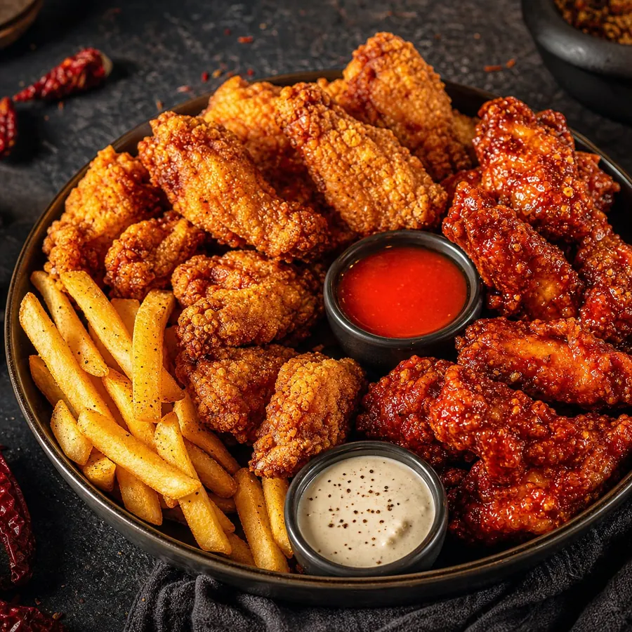 Pakistani crispy fry wings with dipping sauce